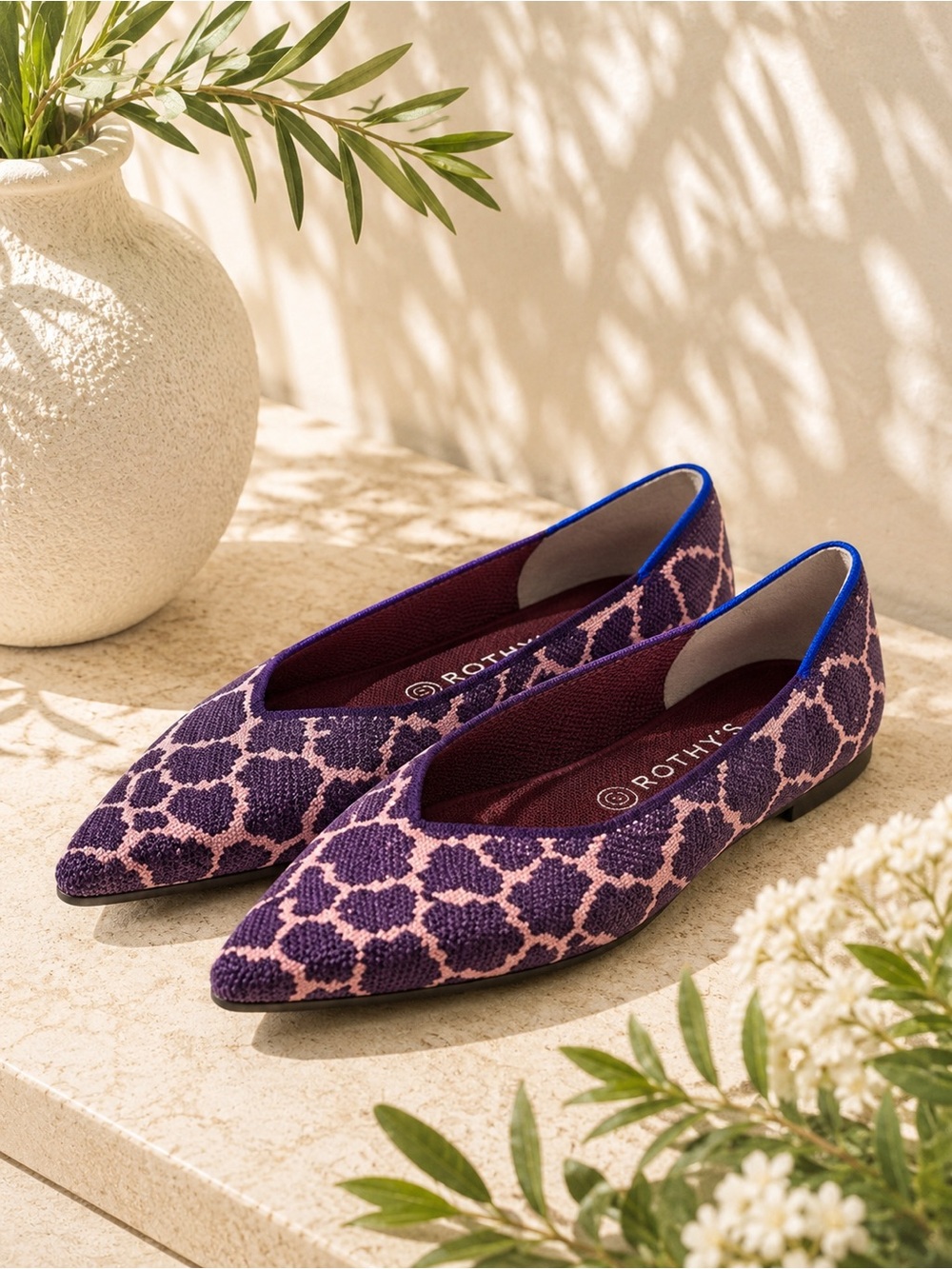 Rothy’s The Point Violet Giraffe Flats Women’s 8.5 Retired Animal Print